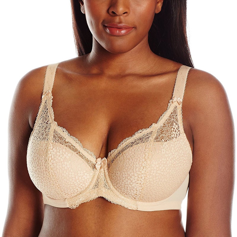 GODDESS Women's Plus-Size Michelle Stretch Lace Underwire Padded Banded Bra, Sand, 38C - Image 1